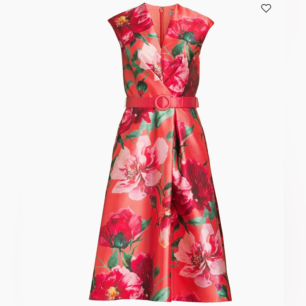 Kay Unger Rosemund floral Mikado Midi-Dress